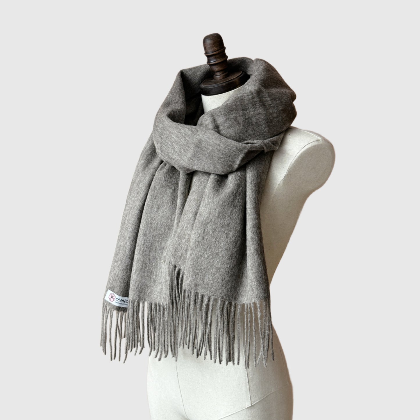 Light Grey Lambswool scarf | Long Wool Wrap