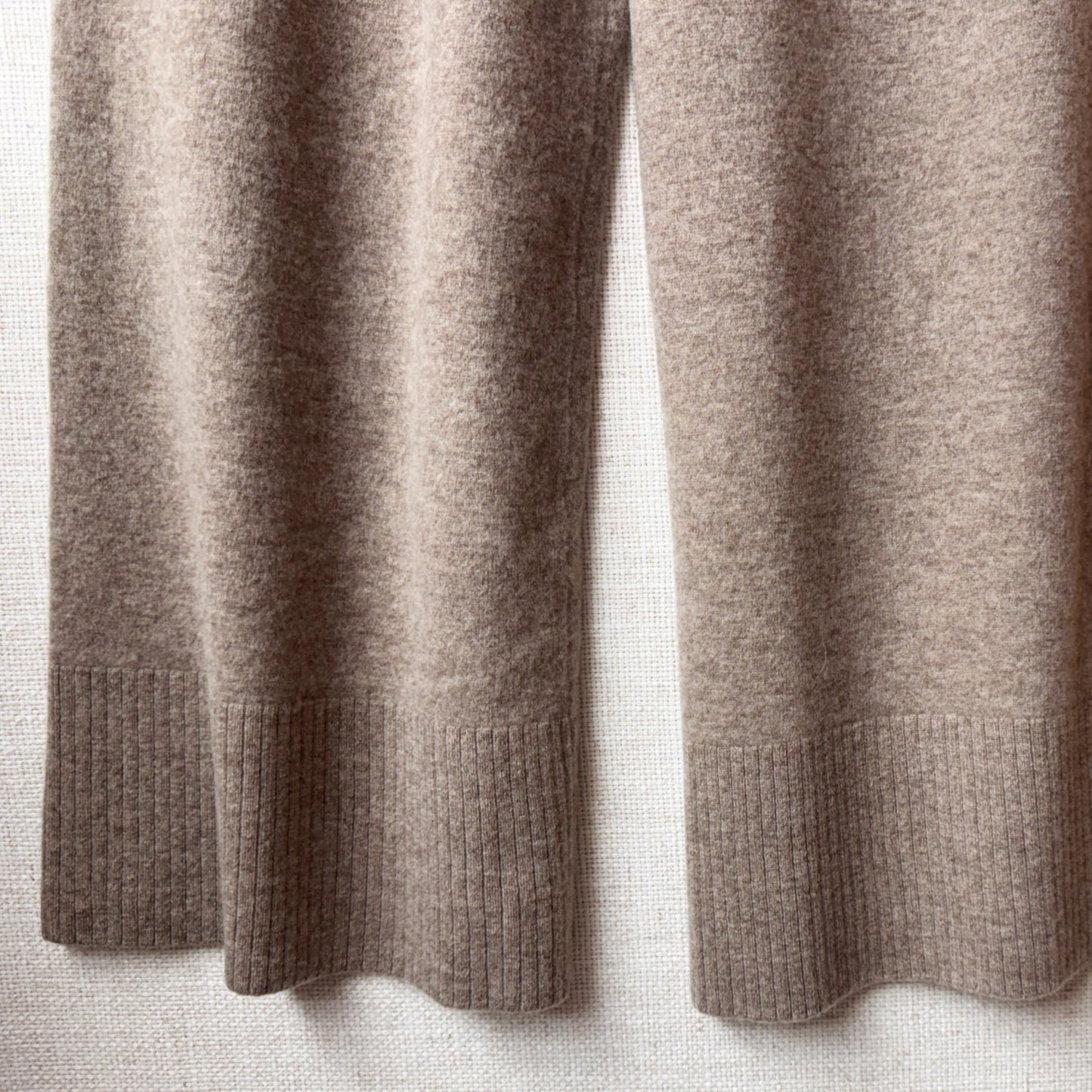 Taupe High Waist Merino Wool Pants wide leg style | Women’s knitwear