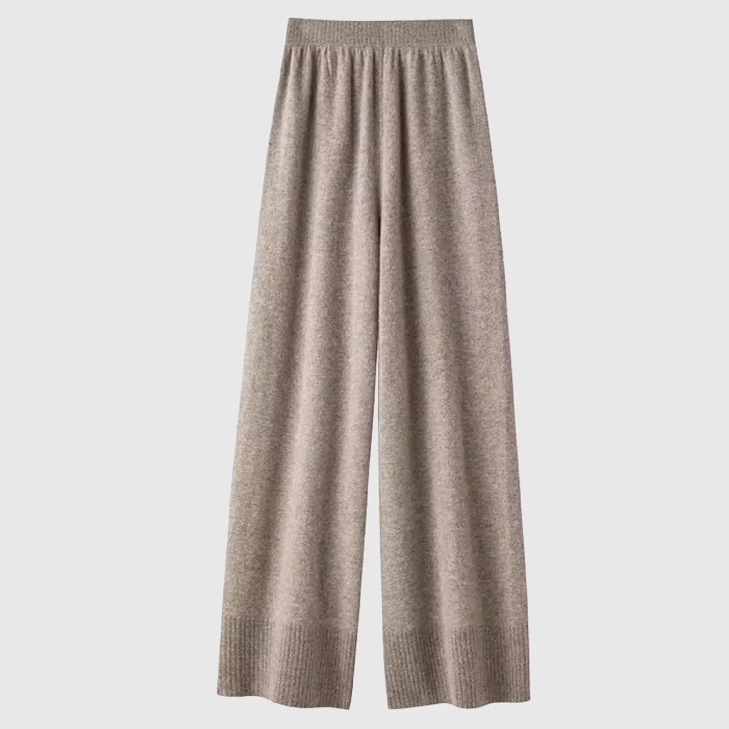 Taupe High Waist Merino Wool Pants wide leg style | Women’s knitwear