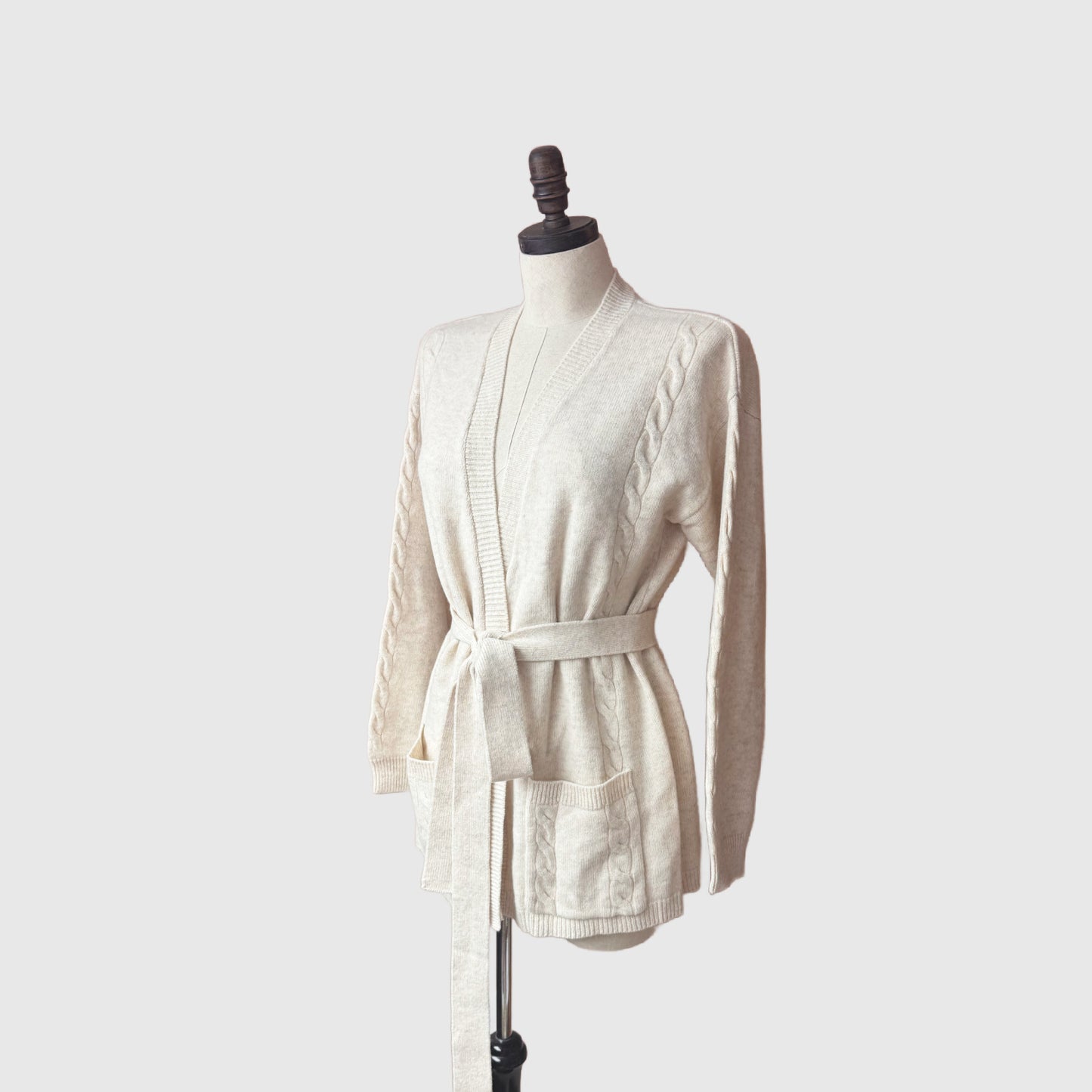 Belted merino wool cardigan with pockets | 3 Colors | Women's wool knitwear