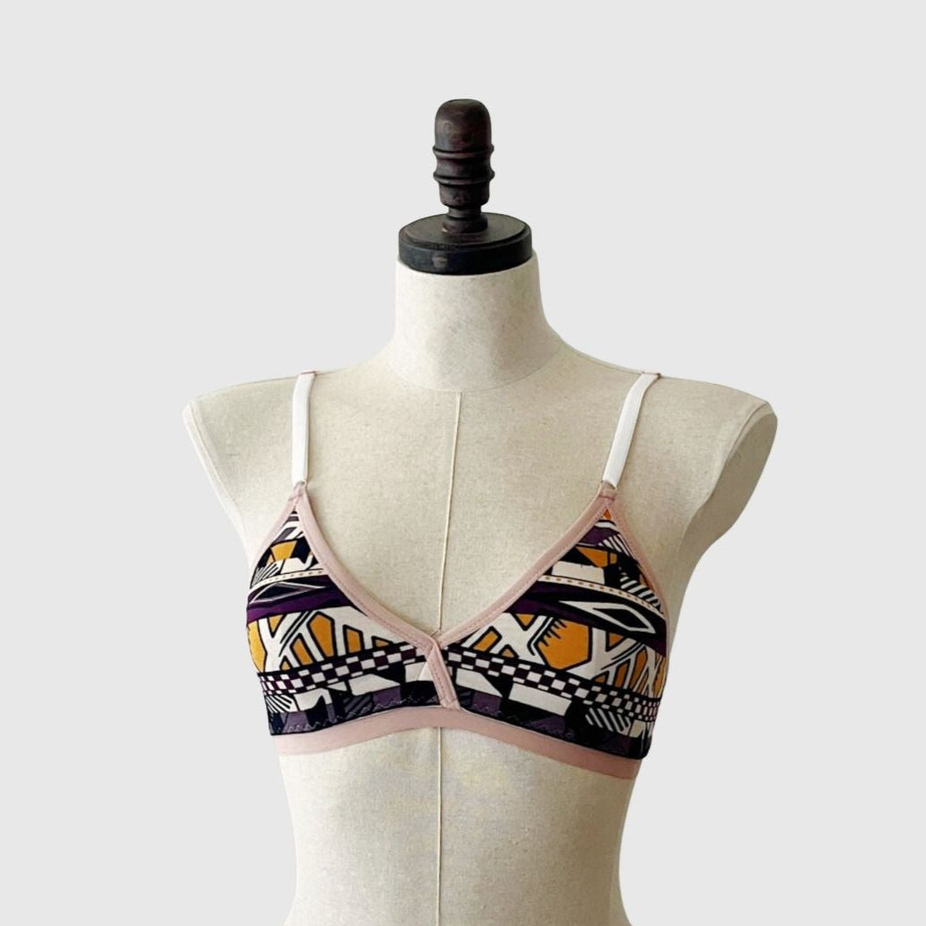 Natural purple mustart bra panties set | Made in Canada organic women's underwear