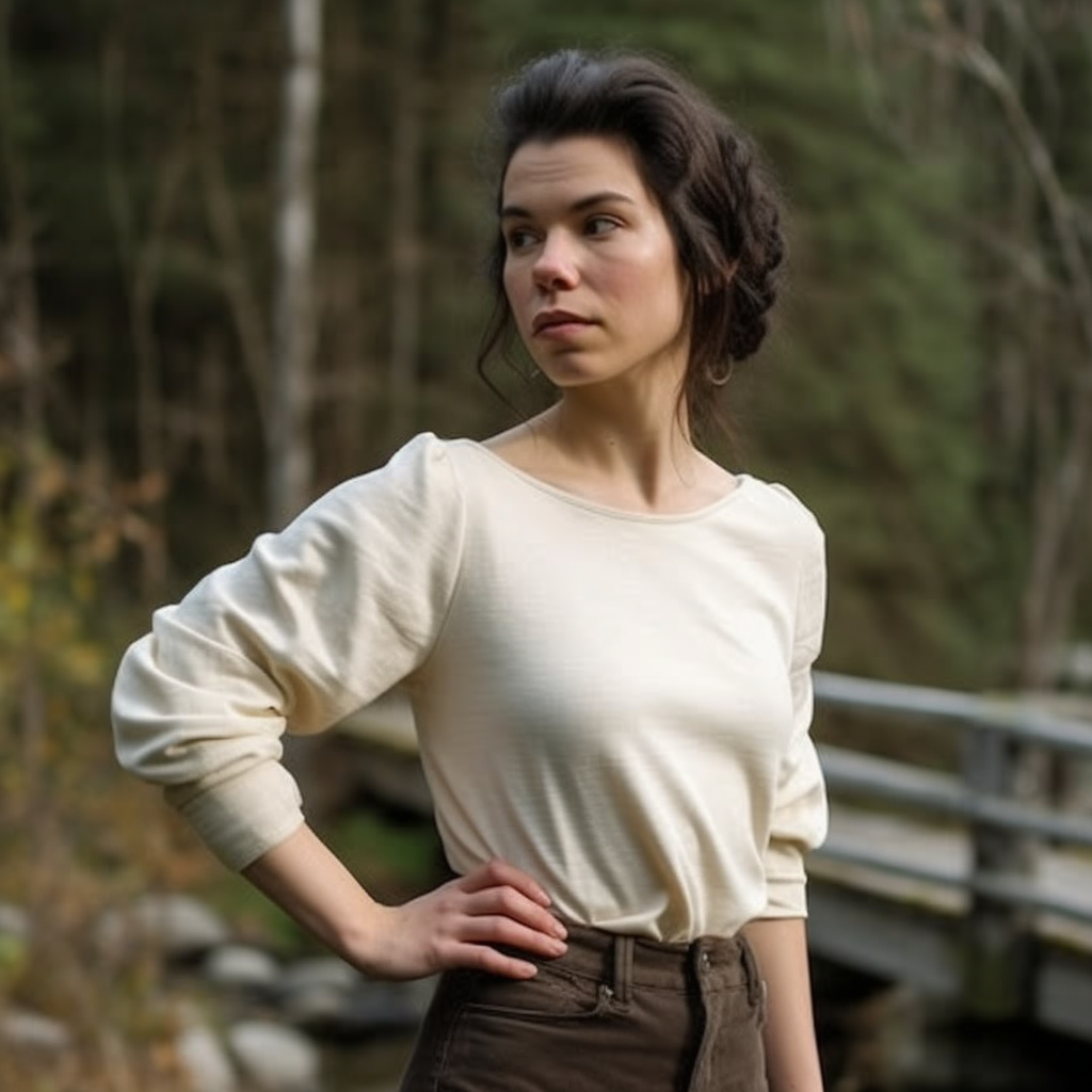 Shop cinched sleeve merino wool top | Women's sweatshirt with cropped sleeves | Made in Canada organic cotton and wool clothing for women | Econica