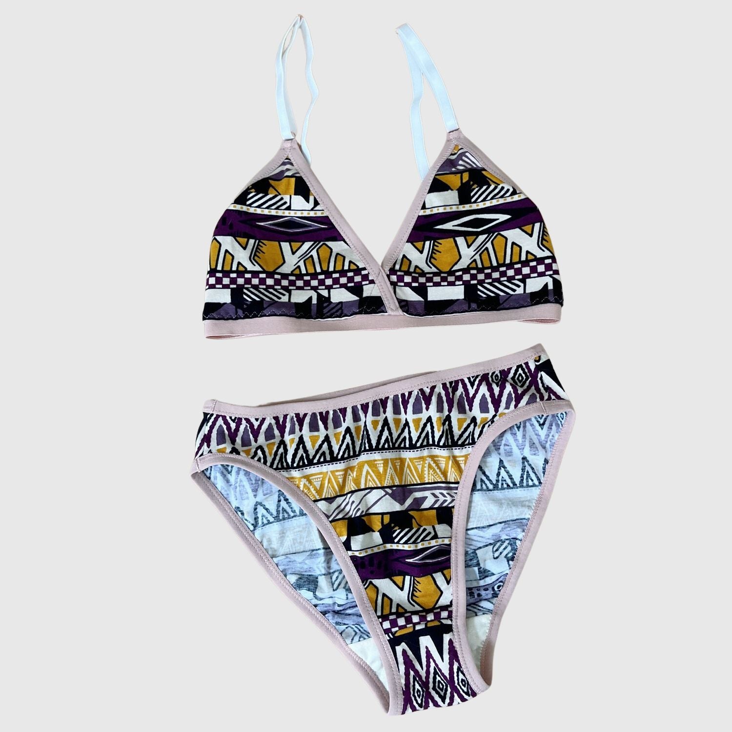 Organic cotton Triangle bra panties set made in Canada | Shop Canadian made lingerie