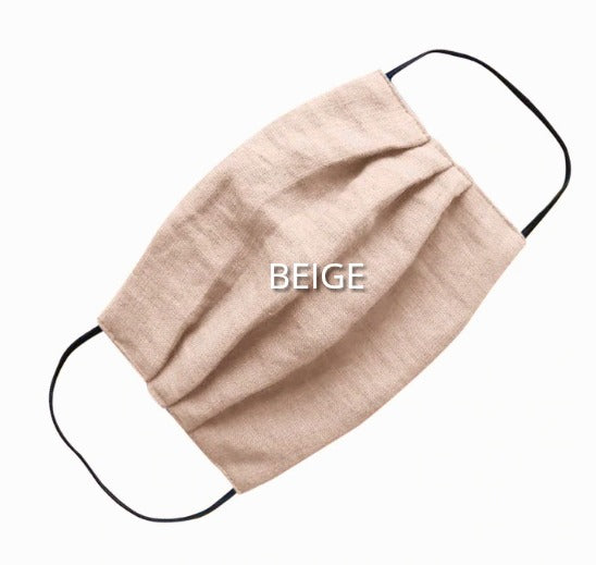 Beige pleated linen face masks | | Shop cotton face masks from Canada | organic cotton facemasks shop