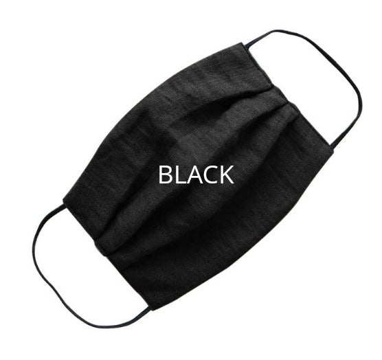 Black pleated linen face masks | | Shop cotton face masks from Canada | organic cotton facemasks shop