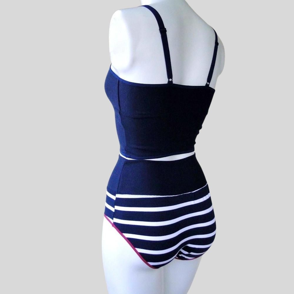 Dark Blue longline organic bralette + panties | Made in Canada organic cotton lingerie | Econica