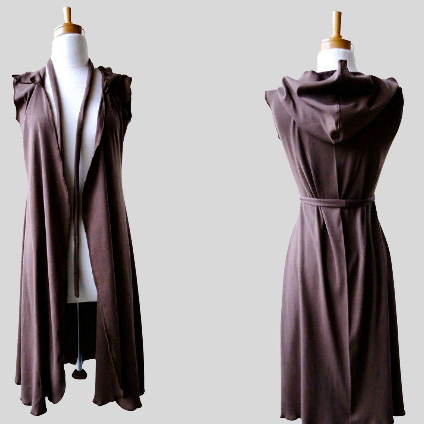 Shop Organic cotton long wrap dress with hood | Made in Canada summer dresses and beach clothes for women | Econica