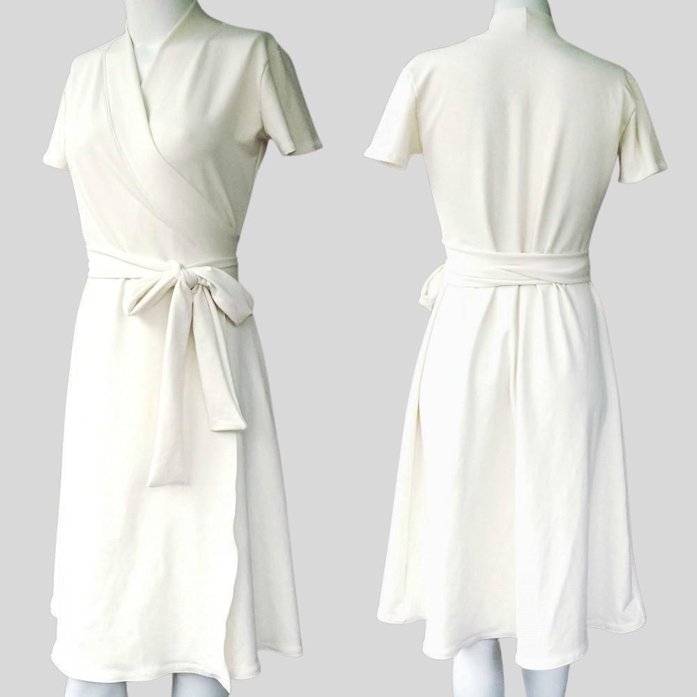 White Long wrap dress | Shop organic cotton wrap dresses from Canada | Econica