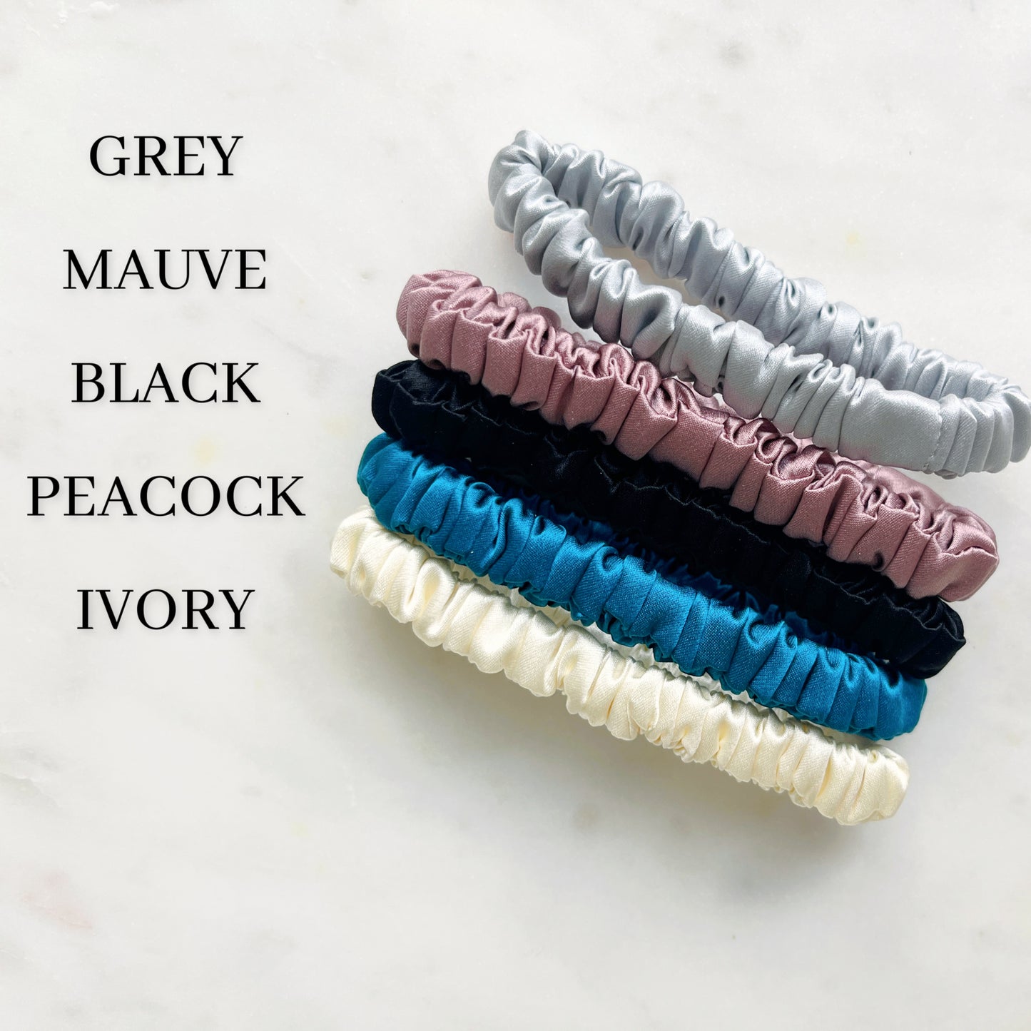 made in Canada Neutral 100% Silk Scrunchies | Silk Earth Tone | Silk Skinny Scrunchies | Silk Skinny Hair Ties | Skinny Scrunchie Pack | Pure Mulberry Silk