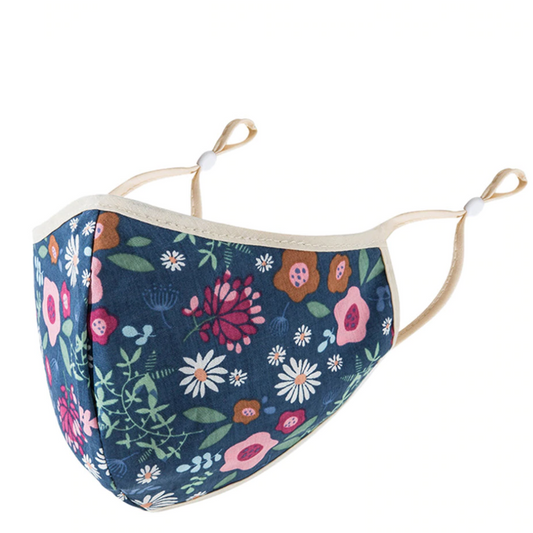 blue floral face mask