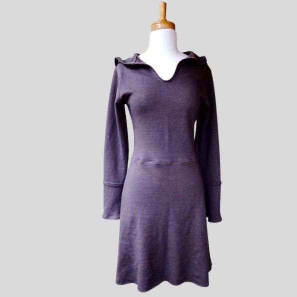 Dark grey organic cotton fleece dress | Shop hooded dresses Canada | Econica