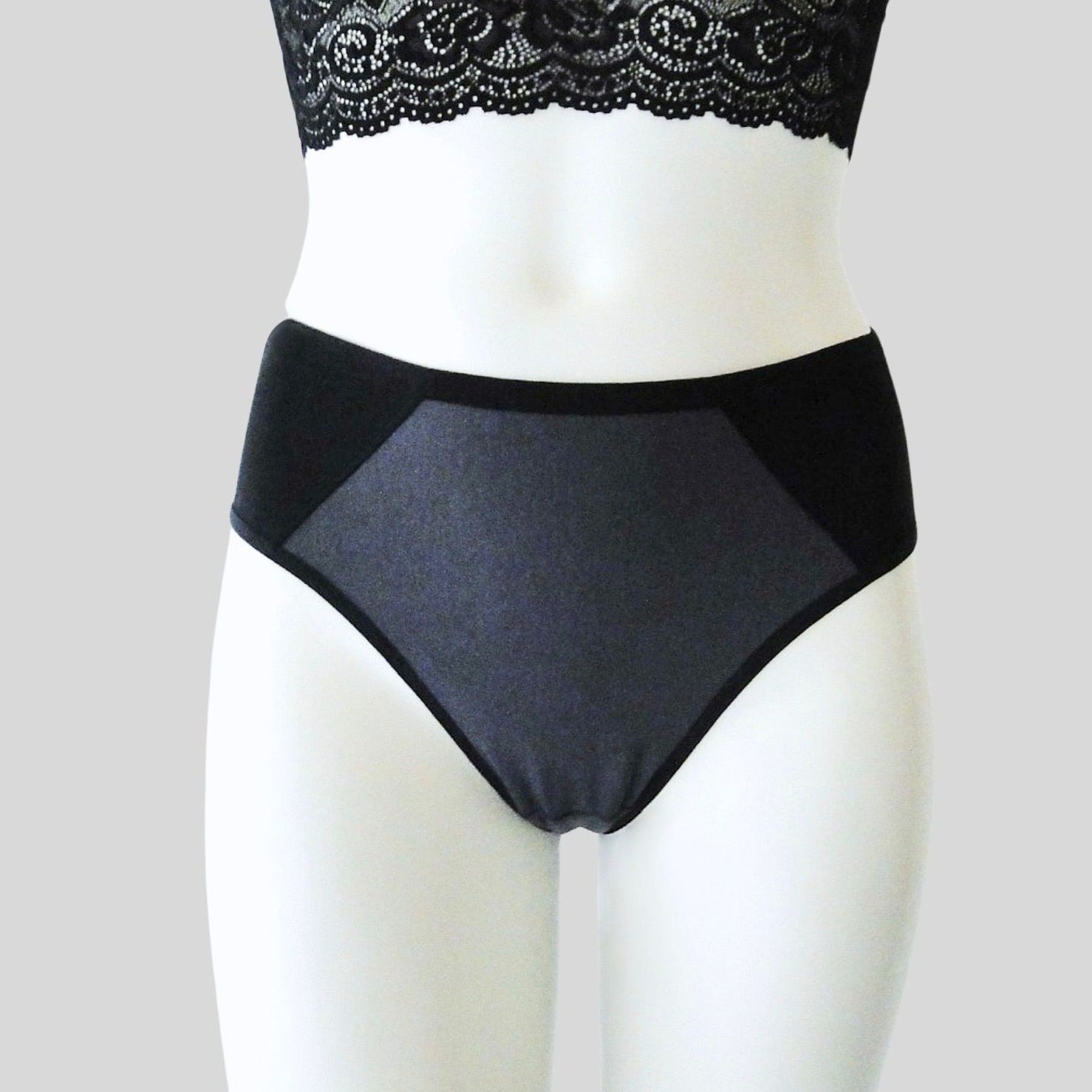Organic Cotton High Waisted Knickers in Black
