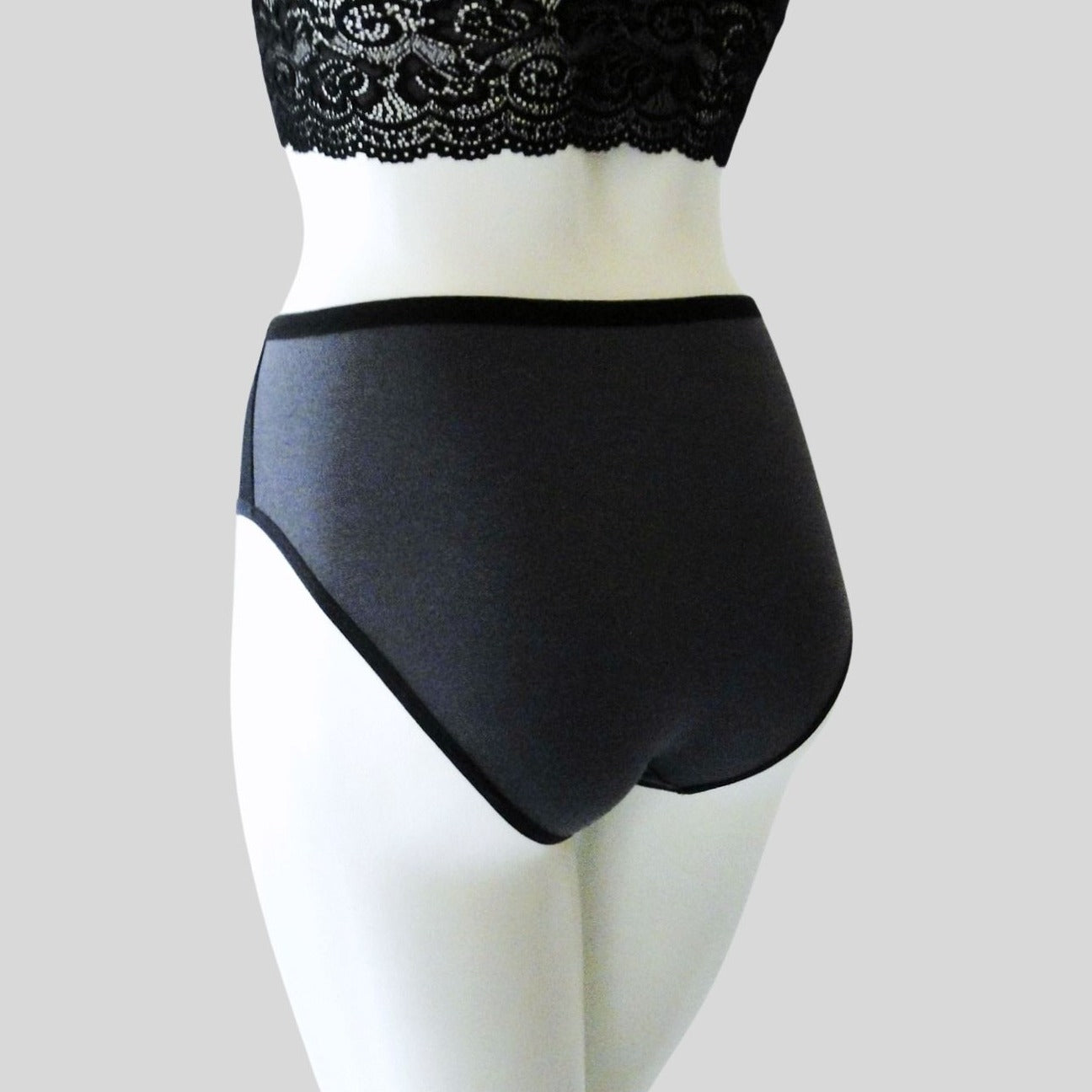 Grey Organic women's underwear high waisted brief | Made in Canada lingerie shop | Econica