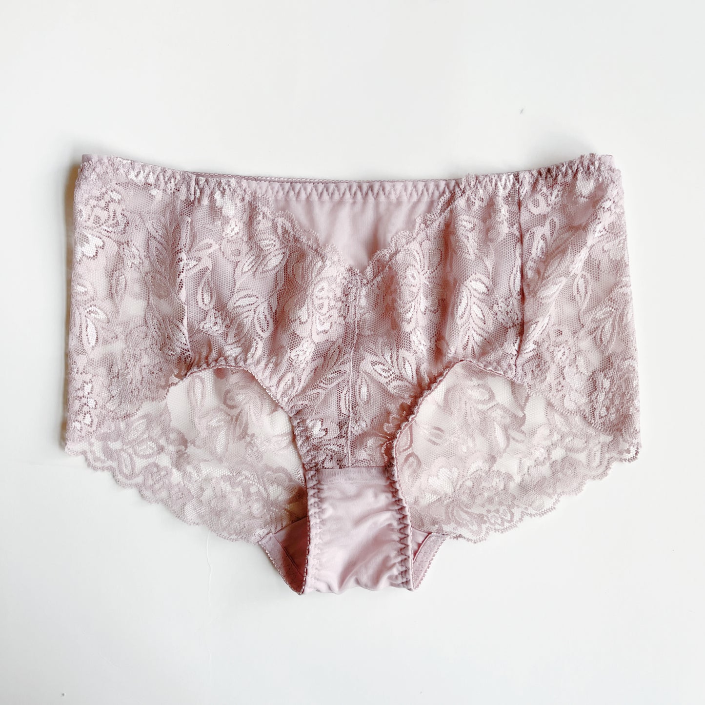 Pink silk panties high waist | Made in Canada scalloped lace underwear