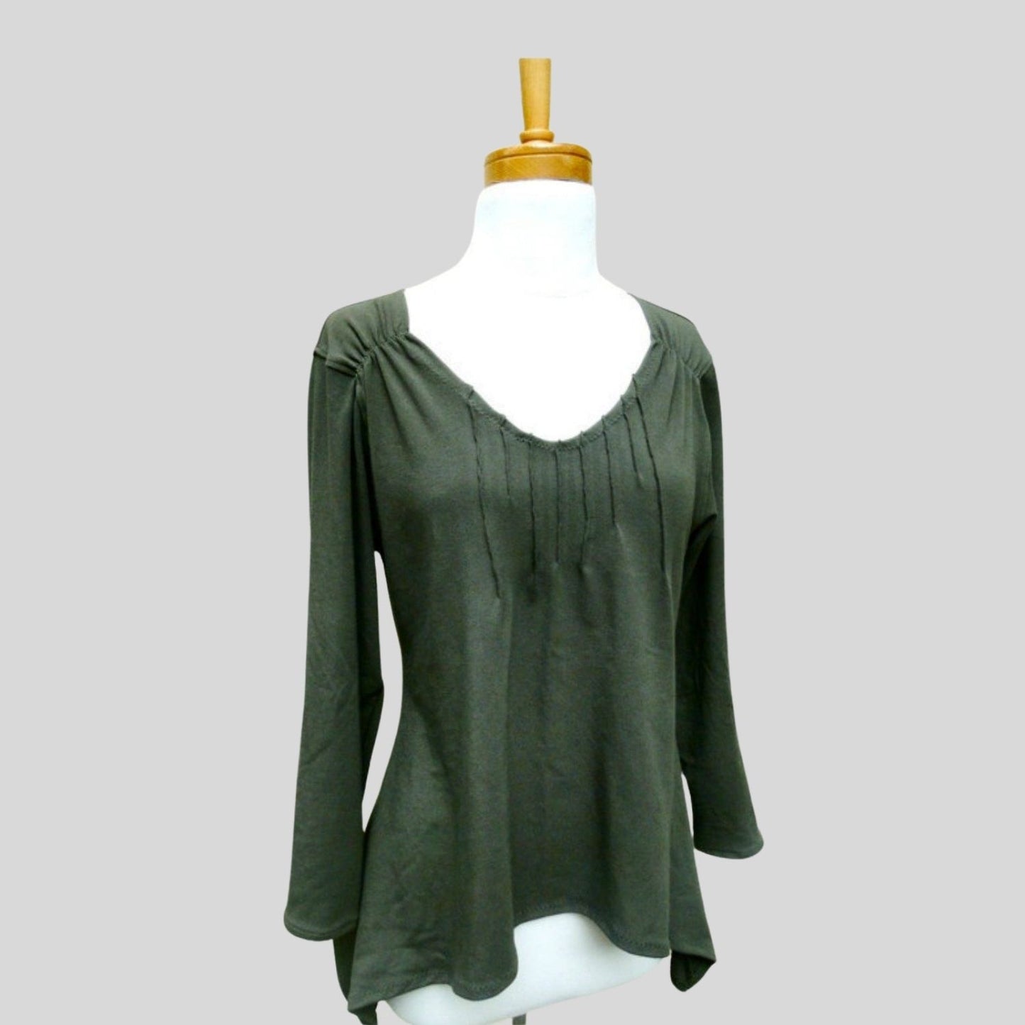 Buy long top organic cotton | Organic cotton tunic top with cinched shoulders | Made in Canada organic cotton tunic tops for women | Econica
