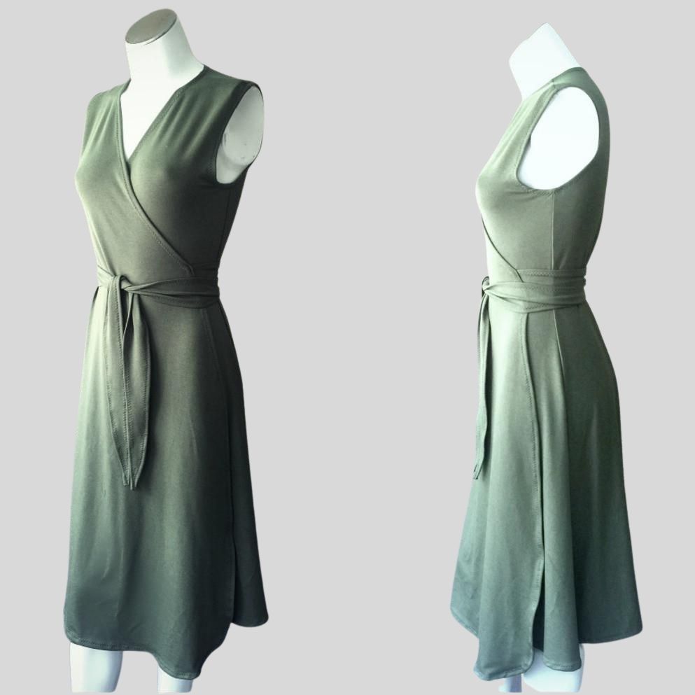 Woman's Long sleeveless summer dress | Buy summer wrap dresses made in Canada | Econica - organic women's clothes + lingerie boutique