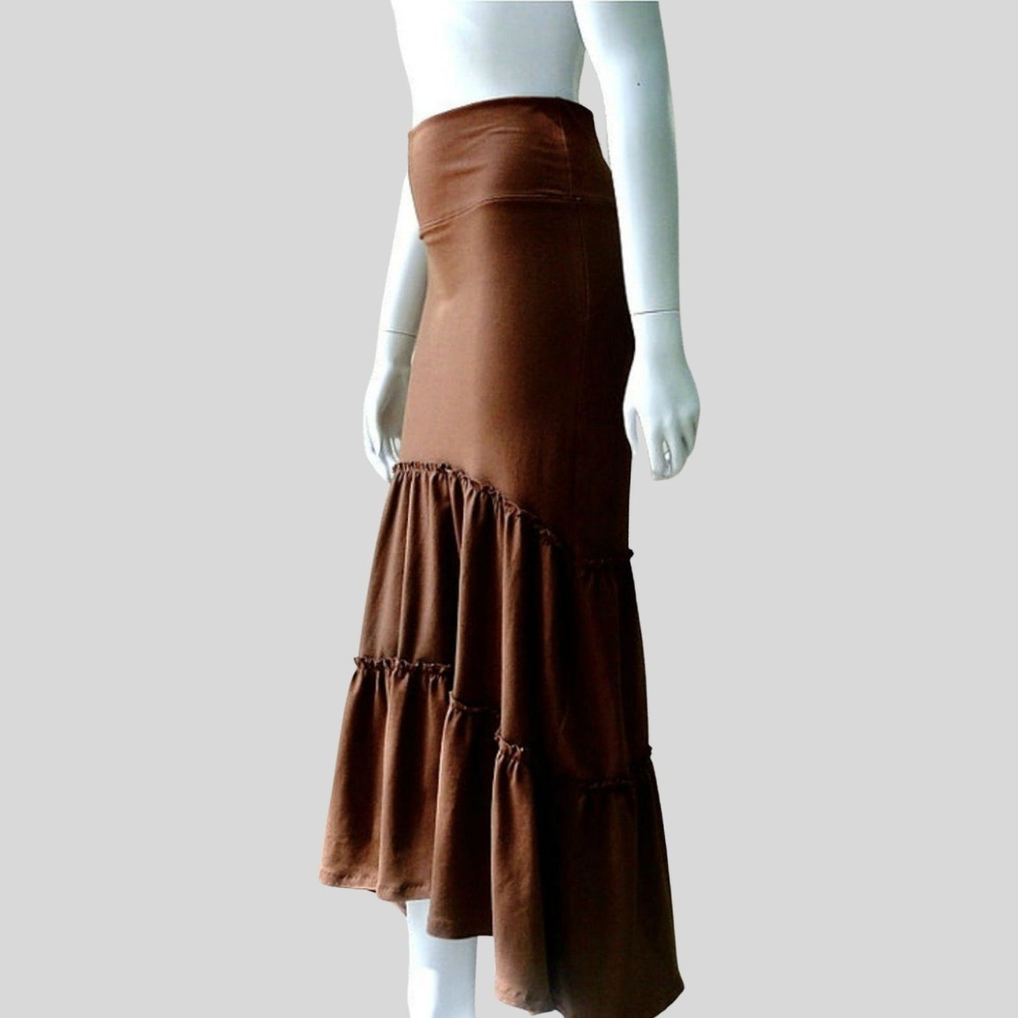 Brown Fit and flare skirt Canada | Shop maxi summer skirts made in Canada | Econica organic women's clothing shop
