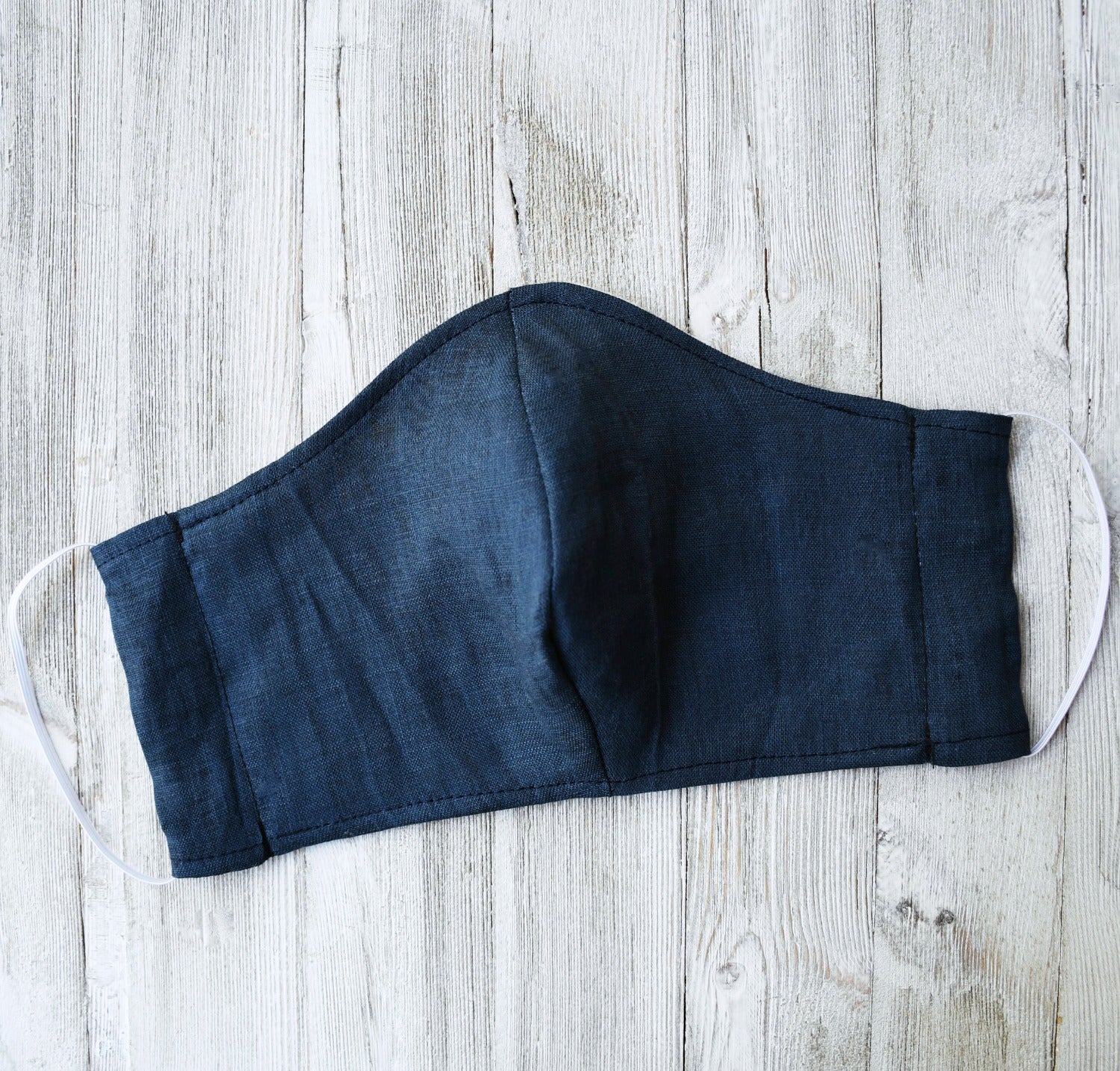 blue linen face mask