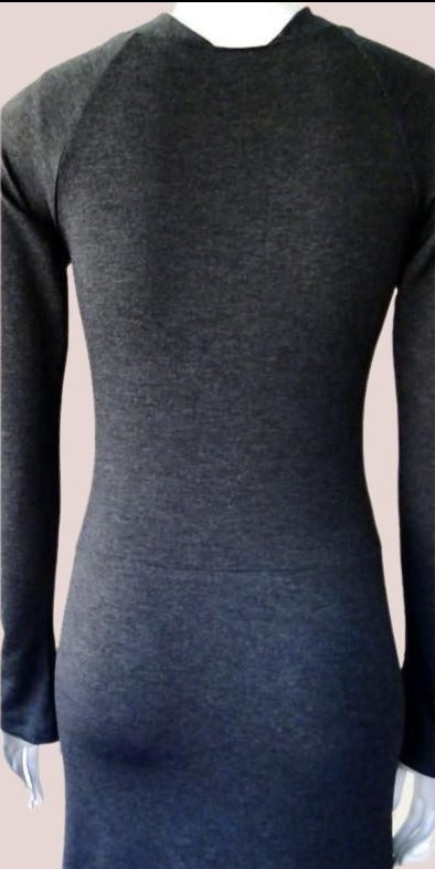 Grey Very long organic cototn sweater dress | Shop maxi dresses from Canada | Econica