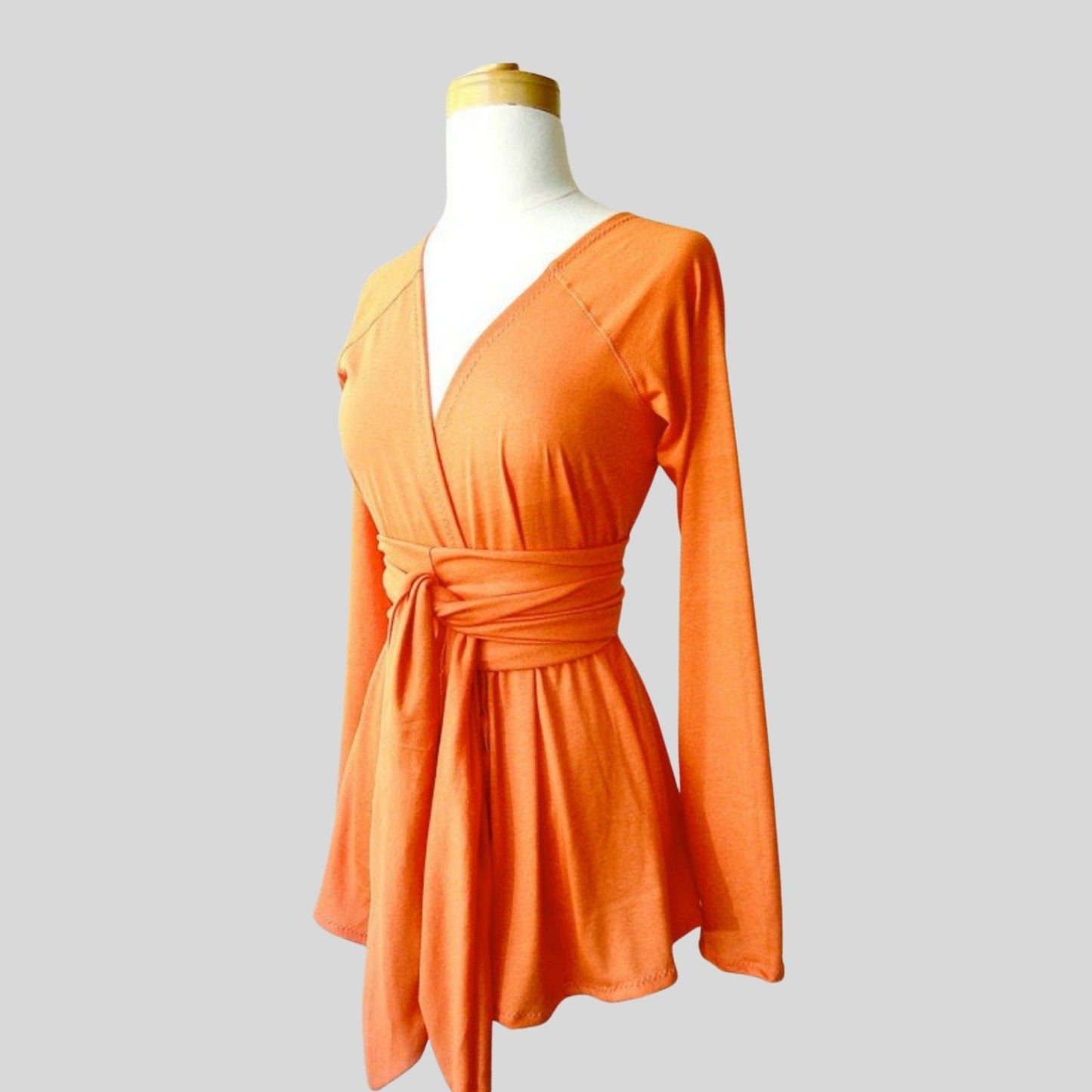 Long summer orange cardigan | Organic cotton cardigan with long sleeves | Buy made in Canada women's cardigan tops | Econica Canadian clothing shop for women