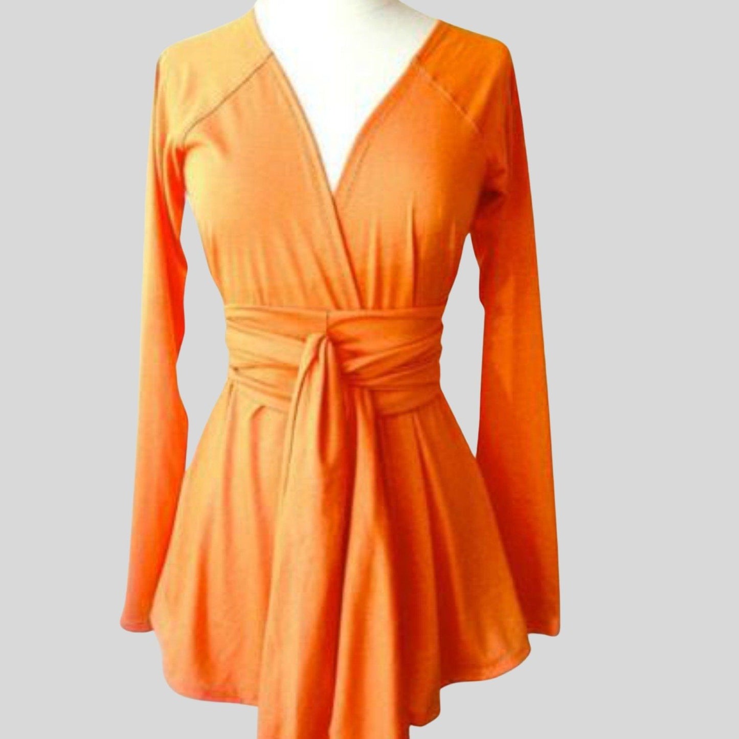 Buy summer orange cardigan | Organic cotton cardigan with long sleeves | Buy made in Canada women's cardigan tops | Econica Canadian clothing shop for women