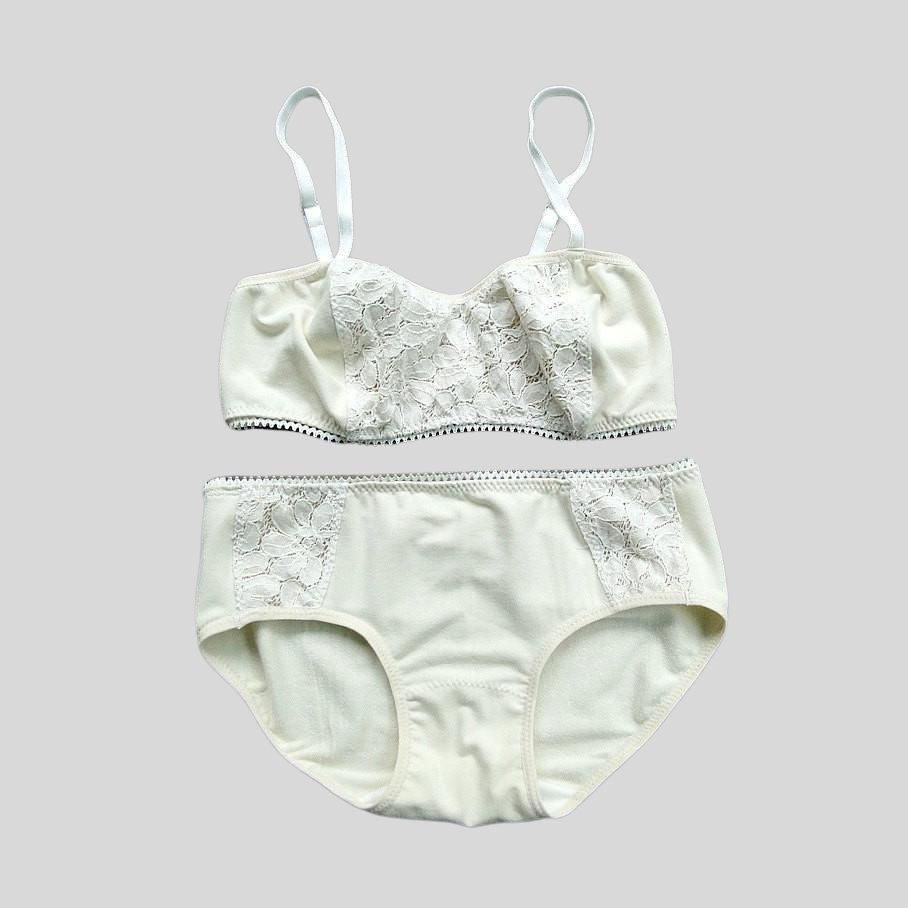 Custom made cotton or wool bralette hipster brief set