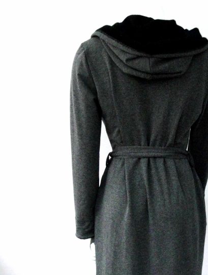 maxi bathrobe organic cotton gray robe | Made in Canada cotton robes and loungewear