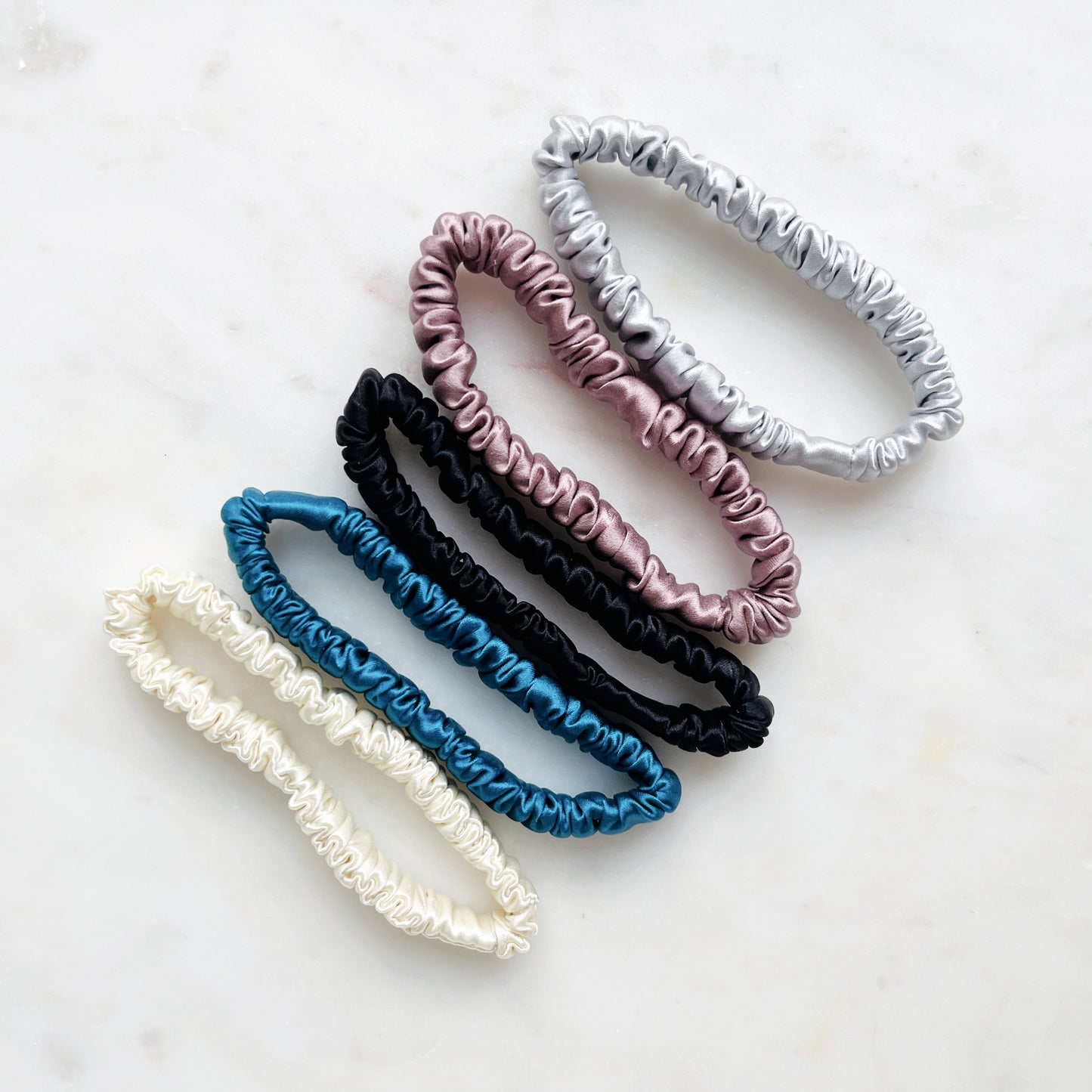 Best 100% Silk Scrunchies | Silk Earth Tone | Silk Skinny Scrunchies | Silk Skinny Hair Ties | Skinny Scrunchie Pack | Pure Mulberry Silk
