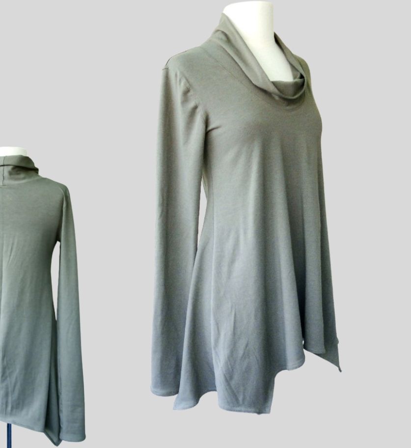 Cowl tunic top made in Canada | wool tunic top | Made in Canada organic women's shirts and tunics | Econica