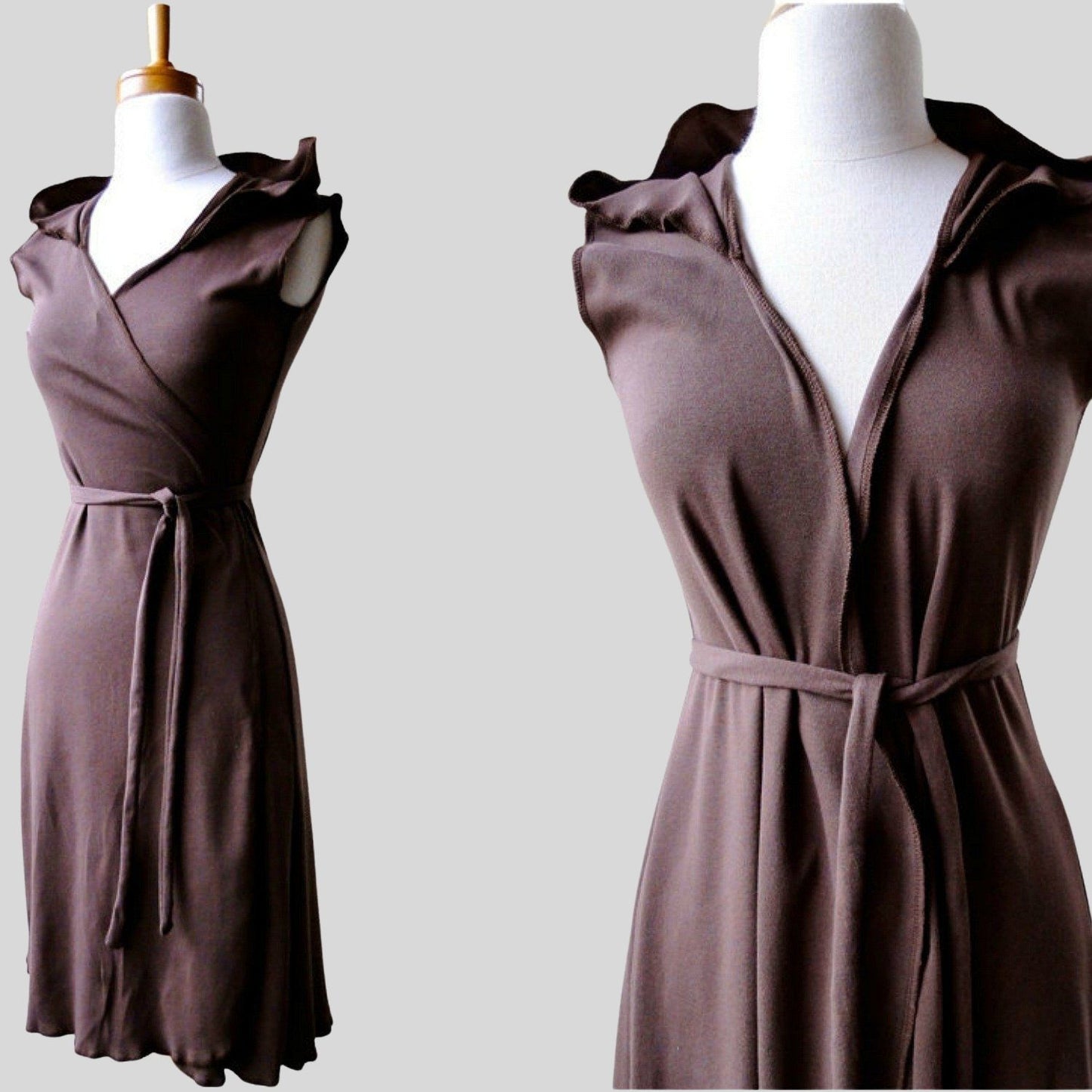 Buy Organic cotton long wrap dress with hood | Made in Canada summer dresses and beach clothes for women | Econica
