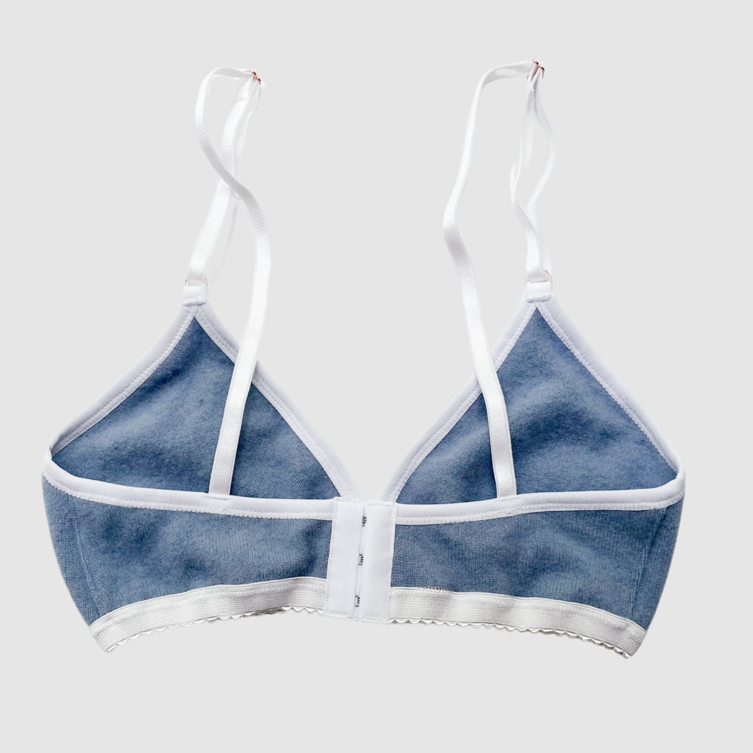 Shop made in Canada Blue Cashmere bra size Small | Ready to ship cashmere lingerie 