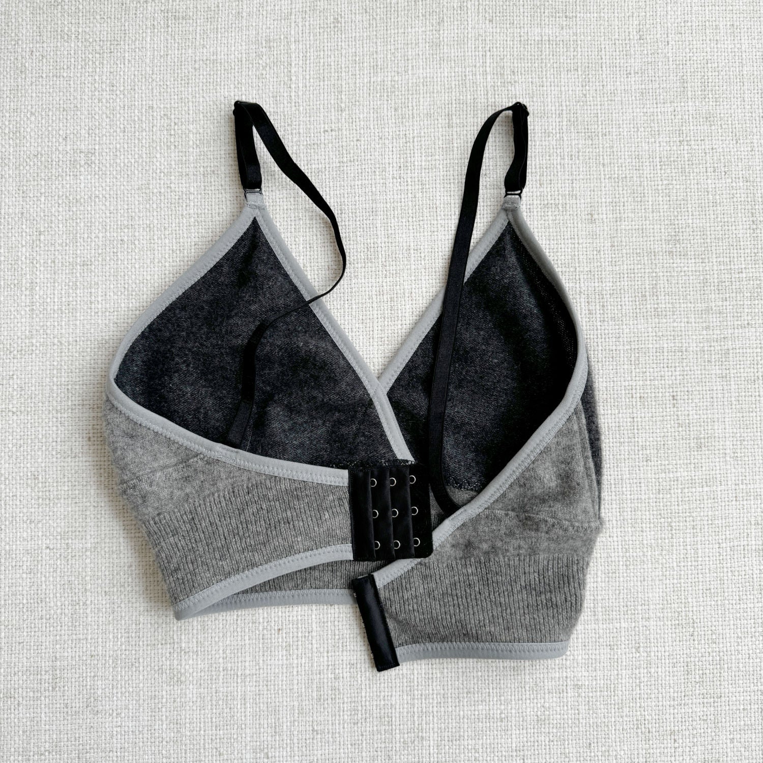 best grey cashmere long bra, made in Canada wool and cashmere lingerie