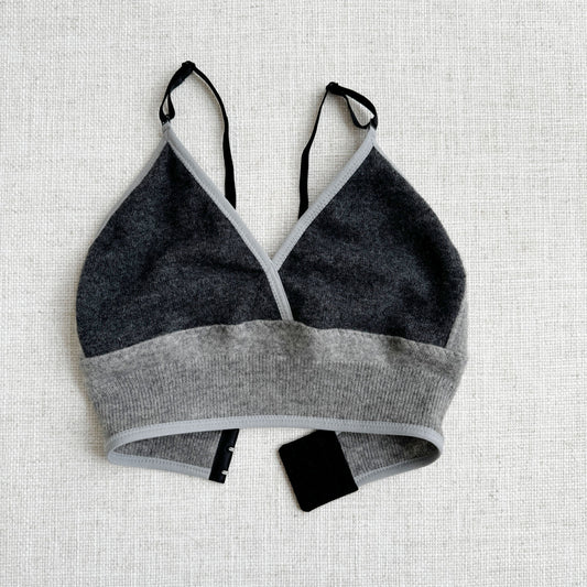 grey cashmere long bra, made in Canada wool and cashmere lingerie