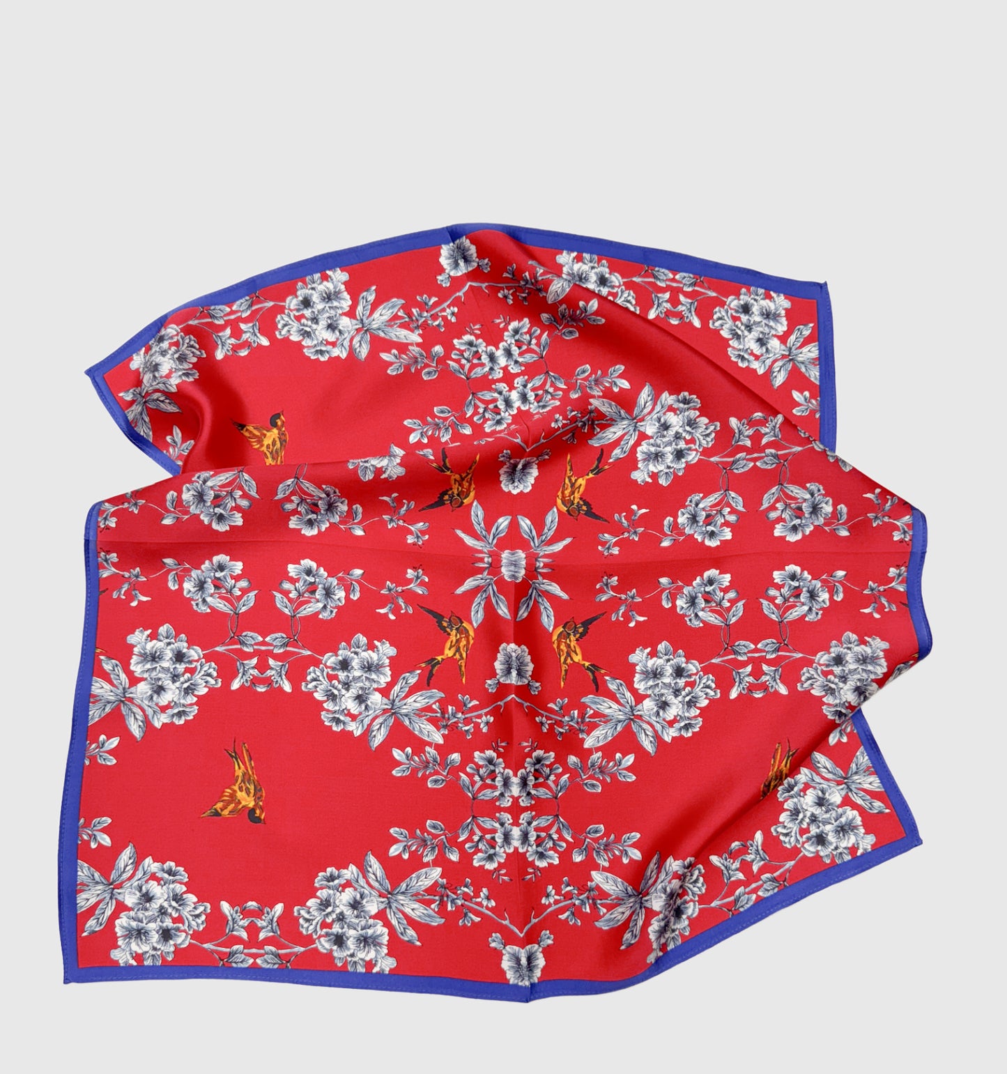 Red and Blue Silk Neck Scarf | Silk Summer Neck Wrap
