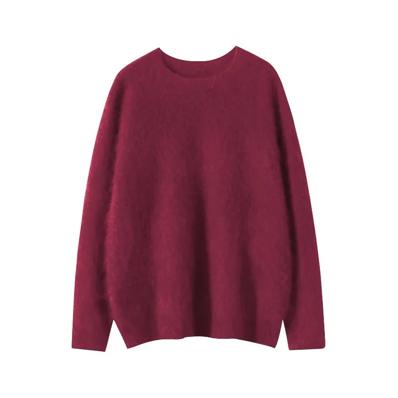 Burgundy Brushed cashmere pullover top | Small/Medium