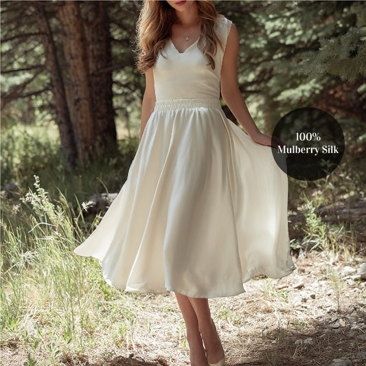 Long flare silk skirt | Summer skirt in natural silk