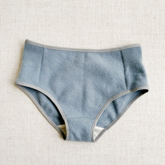 Light Blue grey Mint cashmere hipster brief for woman, made in canada  cashmere and wool underwear and bralettes by Econica 