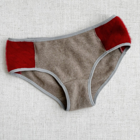 taupe red cashmere underwear for women, shop best cashmere and wool underwear made in Canada