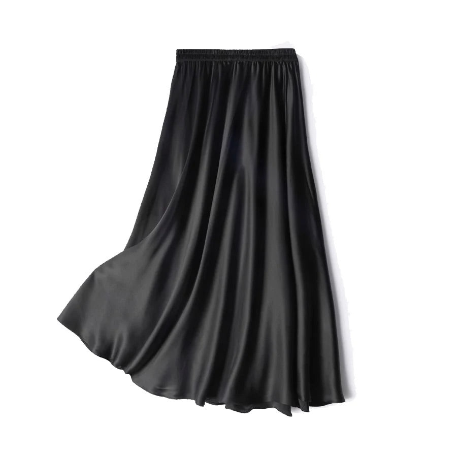 100% silk long skirt  | Flare summer silk skirt