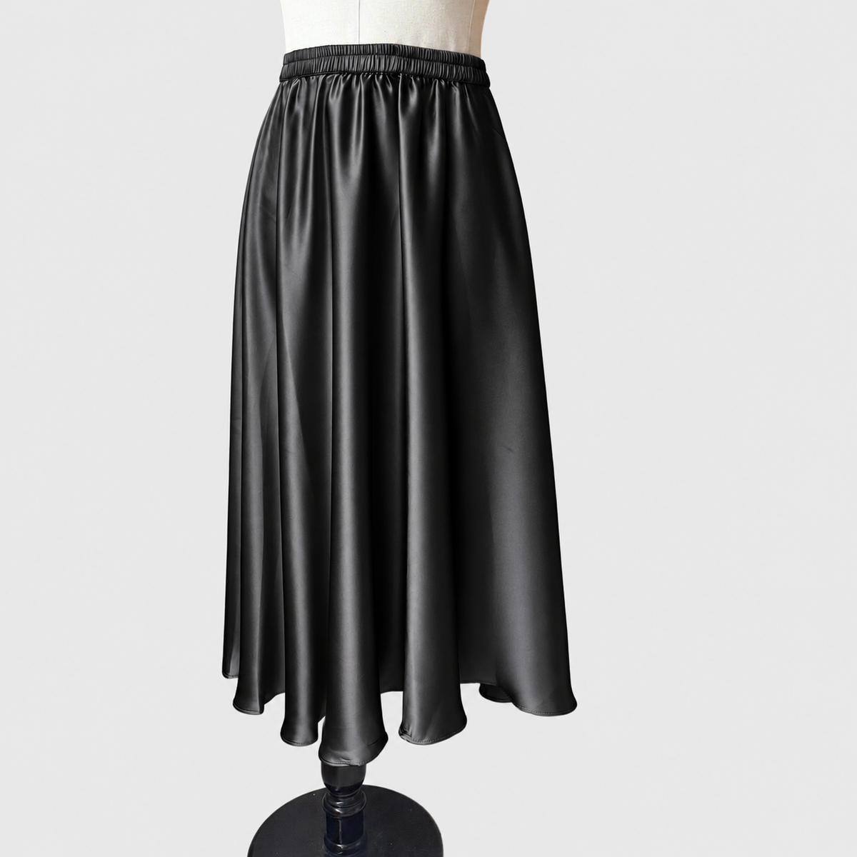 Flared Long silk skirt  | Cinched mulberry silk skirt