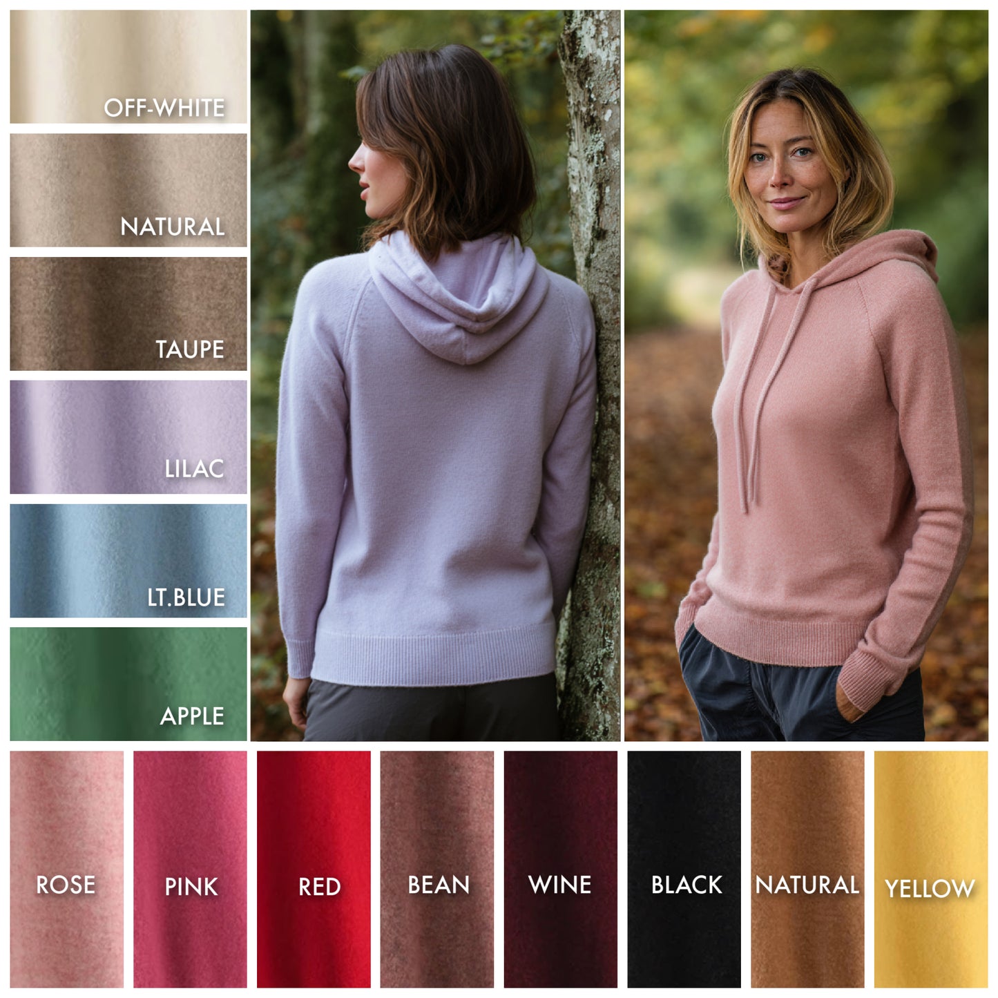 Pure Cashmere hoodie sweater | 14 Colors