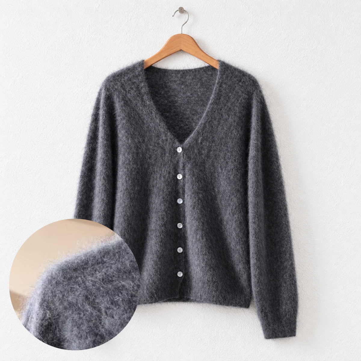 Brushed cashmere cardigan