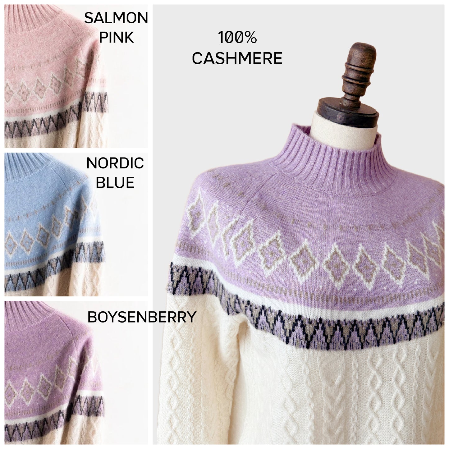 Nordic Cashmere Fair Isle Sweater - 100% Cashmere