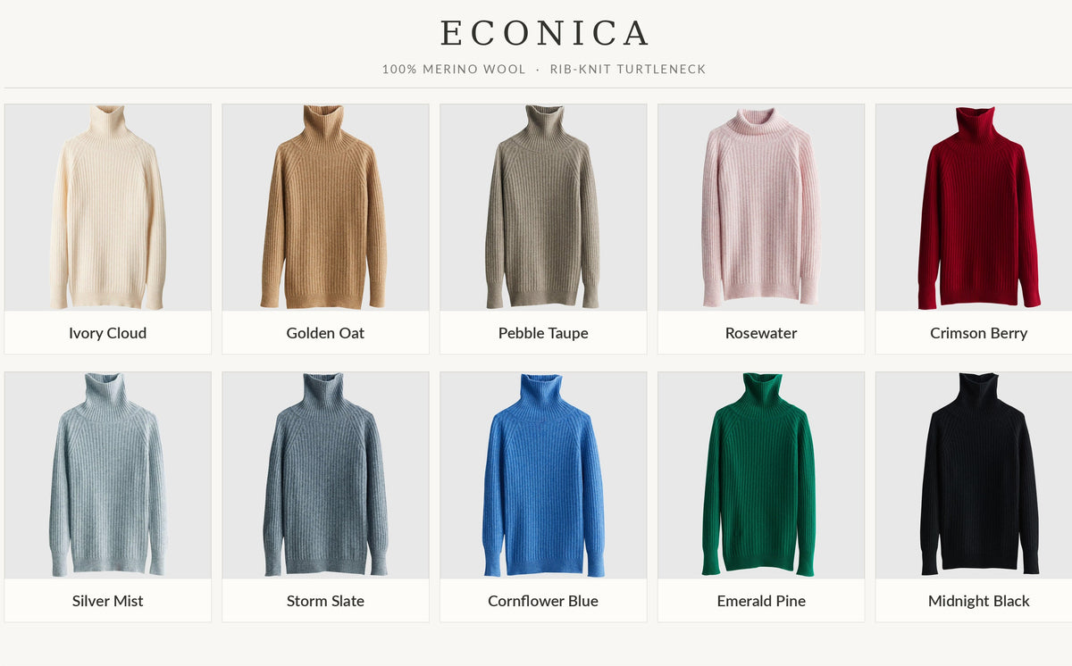 100% Pure Merino Wool Rib-Knit Turtleneck Sweater