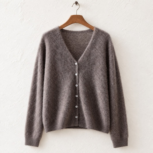 Brushed cashmere cardigan