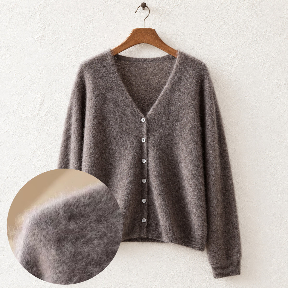 Brushed cashmere cardigan