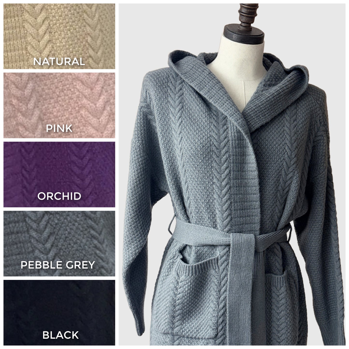 Merino wool hooded cardigan | 5 Colors | Women’s wool knitwear