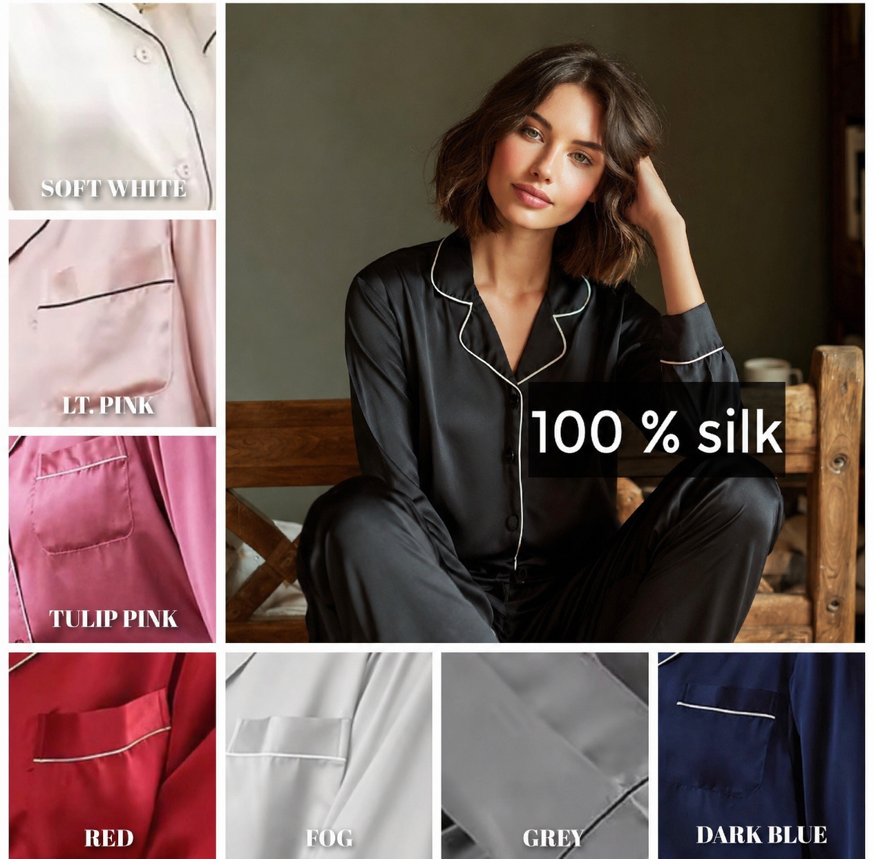 Classic Silk Pajamas Set | 8 Colors | Women’s silk sleepwear