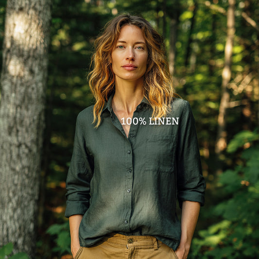Women's Linen Button Down Shirt | Relaxed fit linen shirt