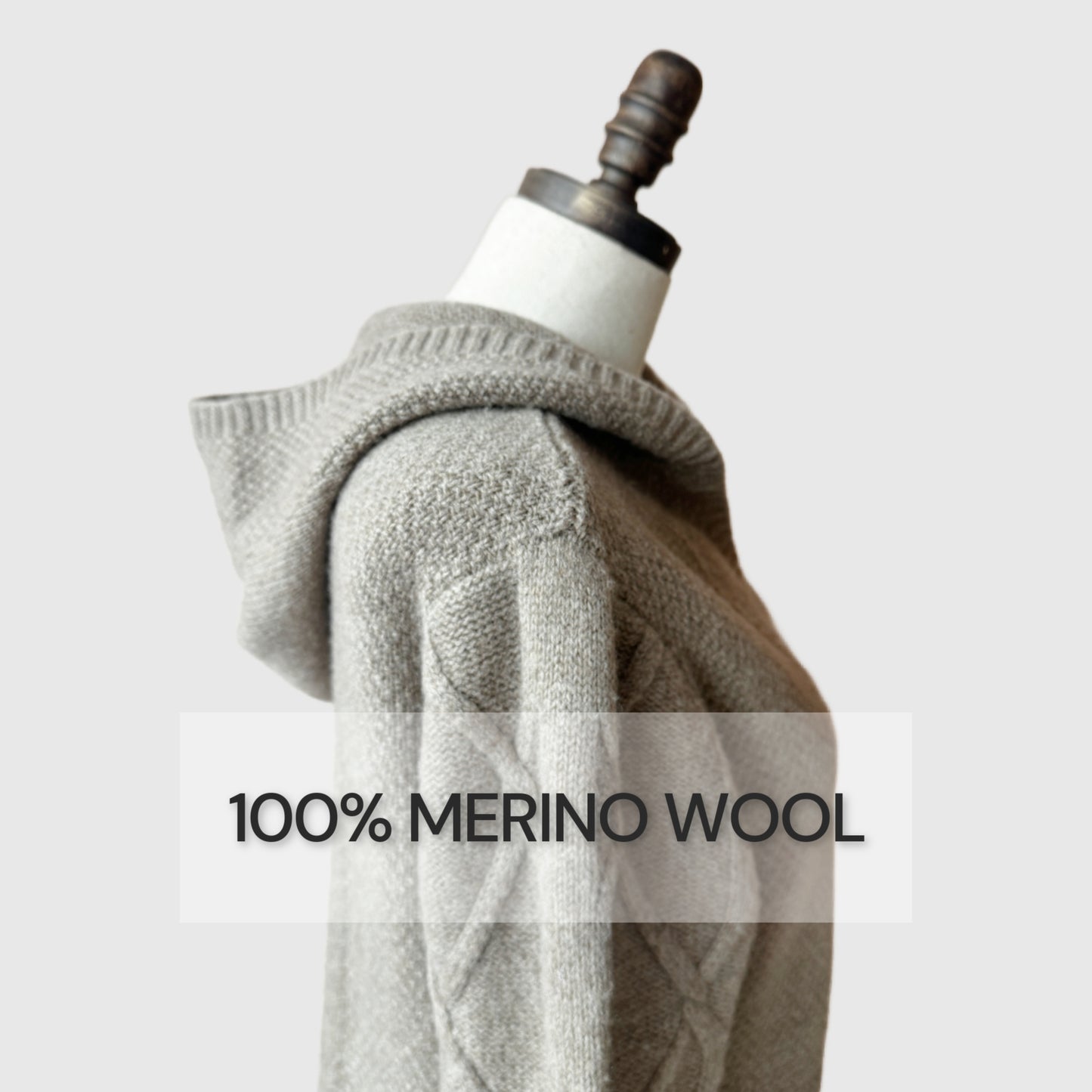 Natural merino wool long cardigan | Women's wool knitwear